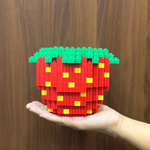 Strawberry | InBrix™ Organizer Series | Strawberry-Shaped Desk Organizer | Interlocking Bricks 3D Figure | Creative Stationery Holder & Storage Organizer | Functional Display Piece for Desk, Study Table, Home & Workspace | Brick Desk Organizer India