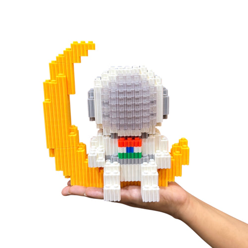 Astronaut with Indian Flag on Crescent Moon | InBrix™ Astronaut Series | Interlocking Brick 3D Figure | Display Model Building Set | Astronaut Collectible Figure