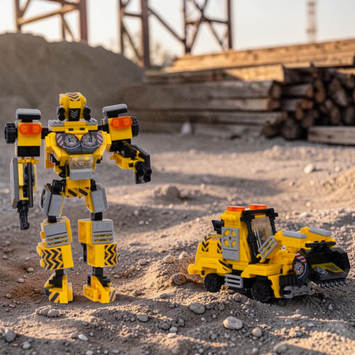 Construction Bot 2-in-1 Transform Brick Set - transforming brick robot set india by Toymersive