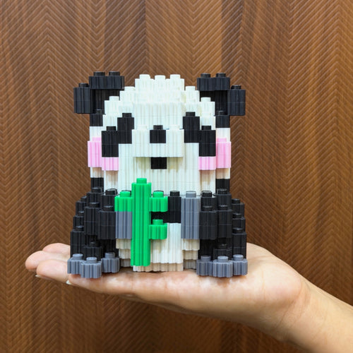 Sitting Panda | InBrix™ Jungle Series | Panda Holding Bamboo Stalk | Cute Panda Figure | Premium Interlocking Bricks | 3D Animal Figure Building Set | Display Model | Panda Brick Figure Buy Online