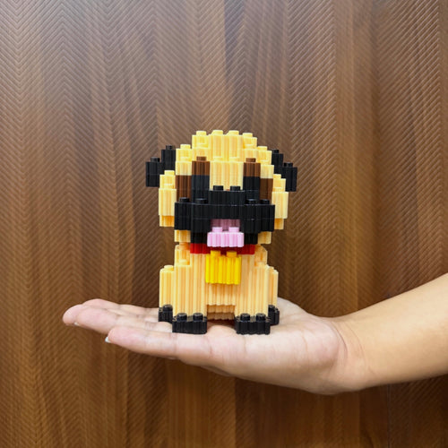Pug | InBrix™ Pet Series | Interlocking Bricks 3D Figure Building Set | Pet Model Kit | Creative Hobby & Desk Decor | Dog Figurine Gift