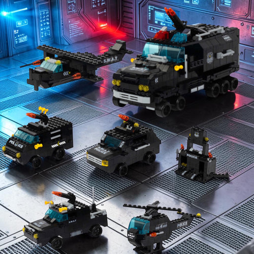 Police Power 6-in-1 Mega Brick Set - 6 in 1 brick building set online by Toymersive