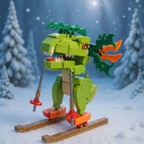 Dino Slide Playset Brick Figure - dinosaur brick figure collectible by Toymersive