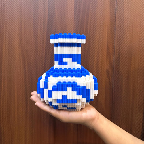 Vase | InBrix™ Décor Series | Blue Pottery Vase | Vase-Shaped Desk Décor | Interlocking Bricks 3D Figure Décor Model | DIY Brick Building Model | Decorative Display Piece for Desk, Study Table, Home & Workspace | Showpiece For Home Decor