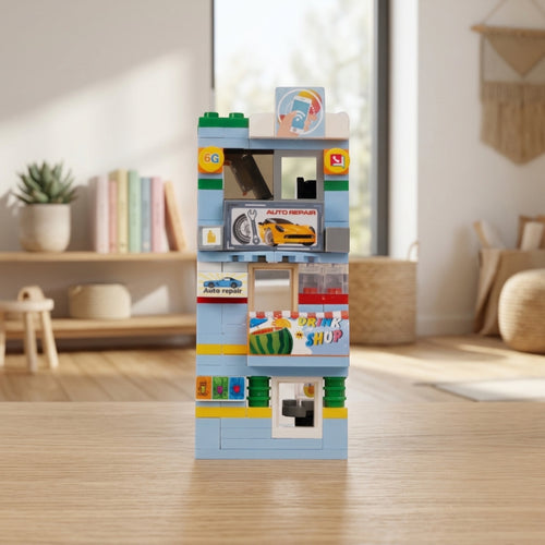 Blue Corner 3-in-1 Brix Street Set - city building set india by Toymersive