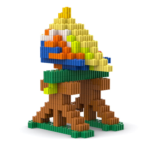 Bird | InBrix™ Jungle Series | Multi-Coloured Bird on a Branch | Premium Interlocking Bricks | 3D Bird Figure Building Set | Bird Display Model | Decorative Bird Figure | Bird Figurine Collectible