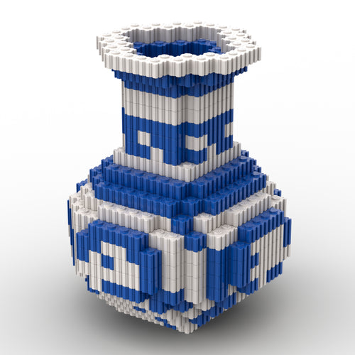 Vase | InBrix™ Décor Series | Blue Pottery Vase | Vase-Shaped Desk Décor | Interlocking Bricks 3D Figure Décor Model | DIY Brick Building Model | Decorative Display Piece for Desk, Study Table, Home & Workspace | Showpiece For Home Decor
