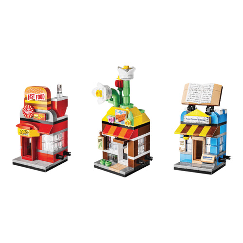The Hub Set 3 Brix Street Shops - mini city brick set buy online by Toymersive