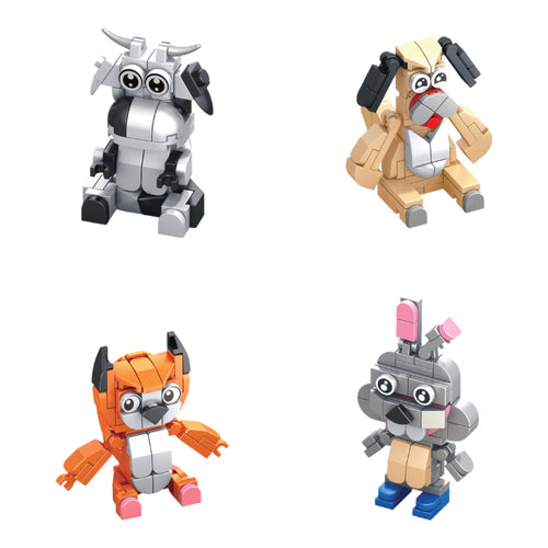 Animal World Set 1: Cow, Dog, Rabbit & Fox - animal figurine collectible by Toymersive