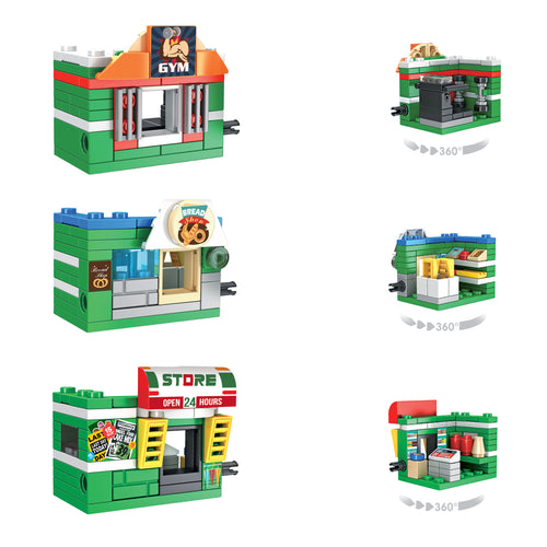 Green Grove 3-in-1 Brix Street Set - mini city brick set buy online by Toymersive