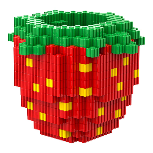 Strawberry | InBrix™ Organizer Series | Strawberry-Shaped Desk Organizer | Interlocking Bricks 3D Figure | Creative Stationery Holder & Storage Organizer | Functional Display Piece for Desk, Study Table, Home & Workspace | Brick Desk Organizer India