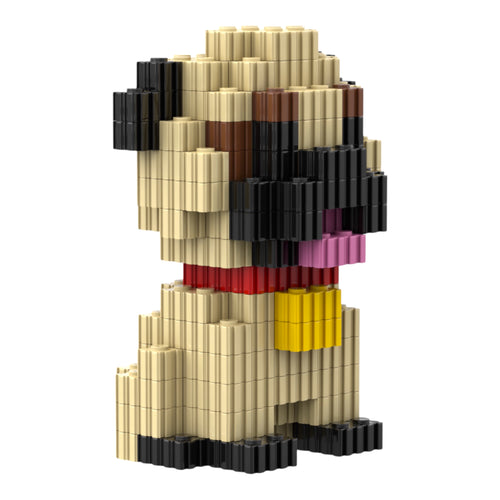 Pug | InBrix™ Pet Series | Interlocking Bricks 3D Figure Building Set | Pet Model Kit | Creative Hobby & Desk Decor | Dog Figurine Gift