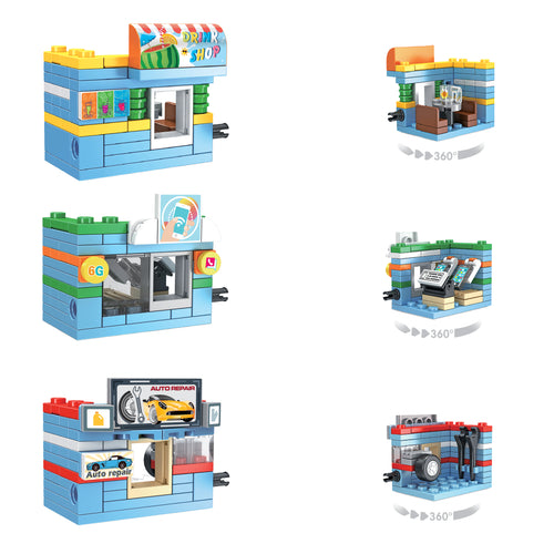 Blue Corner 3-in-1 Brix Street Set - city building set india by Toymersive