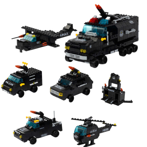 Police Power 6-in-1 Mega Brick Set - 6 in 1 brick building set online by Toymersive
