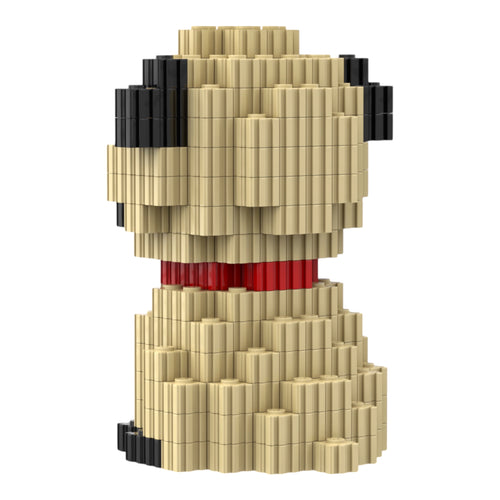 Pug | InBrix™ Pet Series | Interlocking Bricks 3D Figure Building Set | Pet Model Kit | Creative Hobby & Desk Decor | Dog Figurine Gift