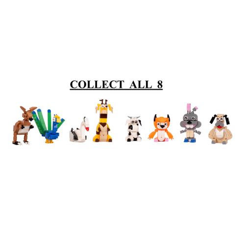 Animal World Set 1: Cow, Dog, Rabbit & Fox - animal figurine collectible by Toymersive