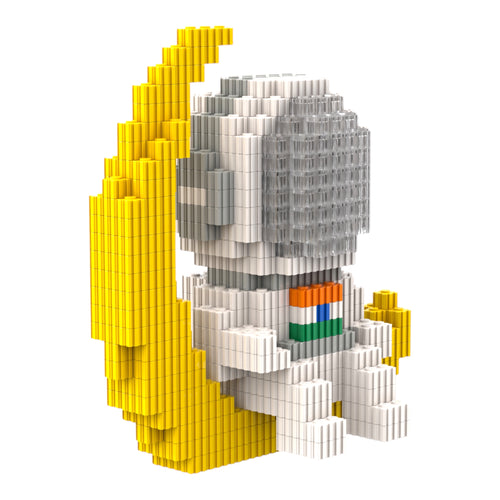 Astronaut with Indian Flag on Crescent Moon | InBrix™ Astronaut Series | Interlocking Brick 3D Figure | Display Model Building Set | Astronaut Collectible Figure