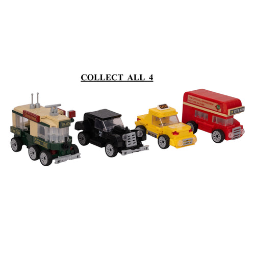 Black Vintage Car | Heritage Wheels | Pull & Go | Building Block Vehicle | Pullback Action Car | Pull Back Car Toy