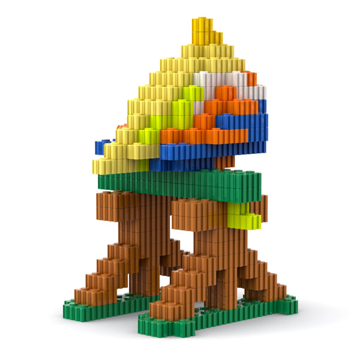 Bird | InBrix™ Jungle Series | Multi-Coloured Bird on a Branch | Premium Interlocking Bricks | 3D Bird Figure Building Set | Bird Display Model | Decorative Bird Figure | Bird Figurine Collectible