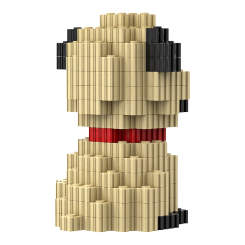 Pug | InBrix™ Pet Series | Interlocking Bricks 3D Figure Building Set | Pet Model Kit | Creative Hobby & Desk Decor | Dog Figurine Gift