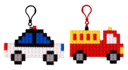 Fire & Police Truck Brick Charm Duo - brick charm gift for kids by Toymersive