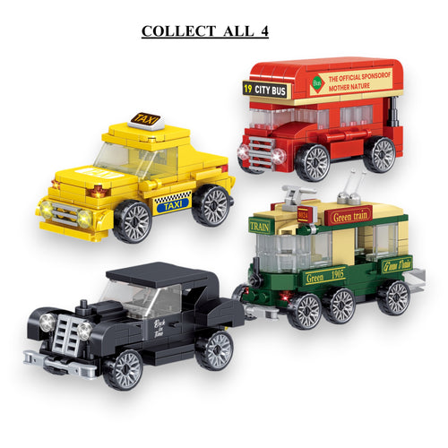 Black Vintage Car | Heritage Wheels | Pull & Go | Building Block Vehicle | Pullback Action Car | Pull Back Car Toy