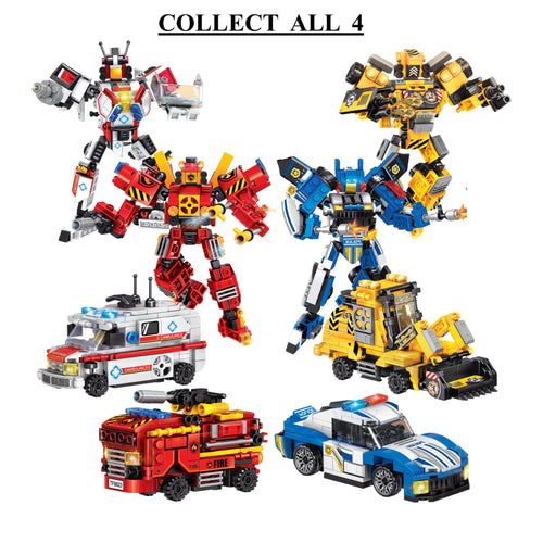 Fire Bot | 2-in-1 Transform Force | Fire Truck to Robot Transformation Toy | Dual Mode Build & Play Set | Transforming Brick Robot Set India