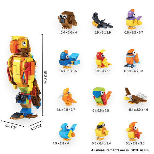 12-in-1 Bird Builder Brick Set - buildable animal toy india by Toymersive