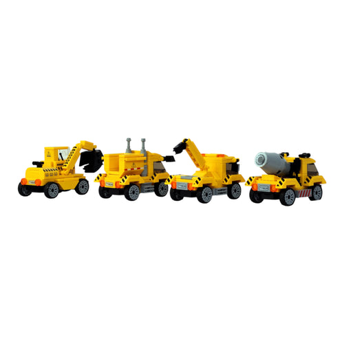 Build Force | Pull & Go | Construction Vehicles | Building Block Car Set | Set of 4 Cars | Pullback Action Cars | Pull Back Vehicle Toy Set Online