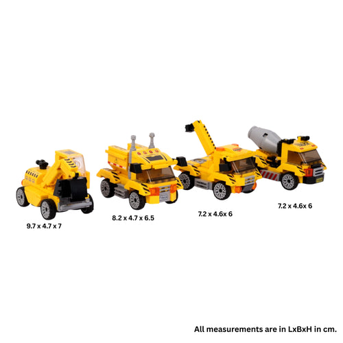 Build Force | Pull & Go | Construction Vehicles | Building Block Car Set | Set of 4 Cars | Pullback Action Cars | Pull Back Vehicle Toy Set Online